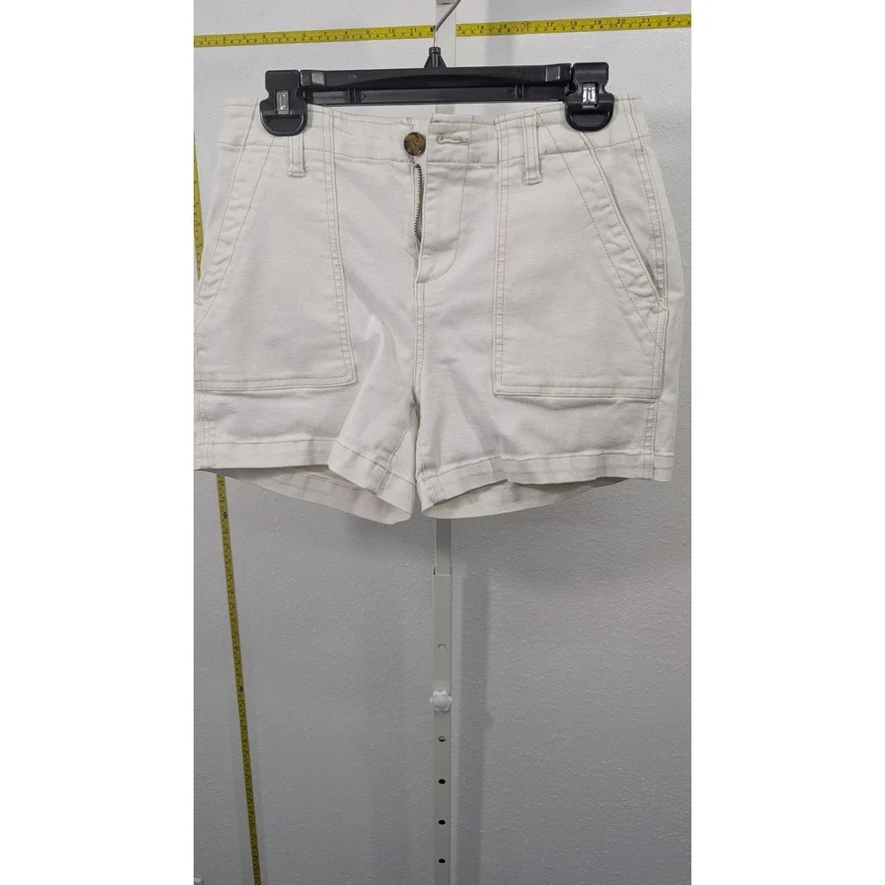 Liverpool Los Angeles White Utility‎ Denim Shorts Womens Size 10 30 High Rise